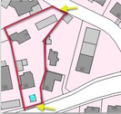 Lageplan-Areal-markiert-2Straßen - Viel Grundstück 1.279 m², bebaubar mit EFH, DHH od. MFH (z.B. Terrassenhaus) in Neusäß