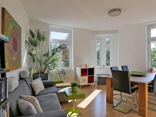 Blick ins Wohnzimmer - (EF1078_M) Erfurt: Andreasvorstadt, möblierte Wohnung mit Balkon in einer Stadtvilla, ruhige Lage an der Gera