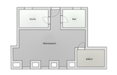 Grundriss - 1 Zimmer 1- Zimmerwohnung zur Miete in Gotha