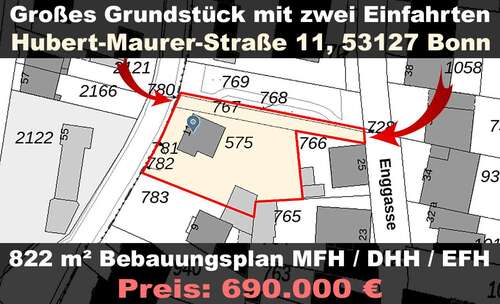 Foto - Grundstück zu verkaufen in Bonn 690.000,00 € 822 m²