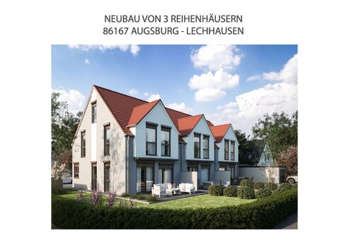 Häuseransicht - Neubau - Geräumiges Reihenmittelhaus mit Garage in traumhafter Lage von Augsburg!