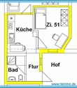 Grundriss - Etagenwohnung mit 17,50 m² in Köthen zur Miete