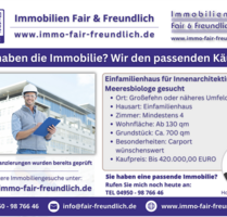 Suchanzeige: Innenarchitektin und Meeresbiologe suchen Einfamilienhaus in Großefehn oder näheres Umfeld!