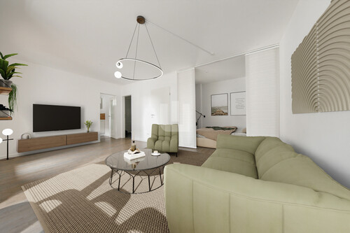 Visualisierung Wohnzimmer - 1 Zimmer Etagenwohnung zum Kaufen in Gröbenzell