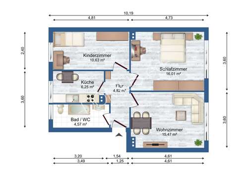 13252 - Links - Schöne 3 Zimmer Wohnung zu vermieten.