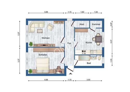 12453 - W5 R - Komplett renovierte 2 Zimmer Wohnung mit neuer Einbauküche!