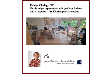 Ruhige Citylage GT: Geräumiges Apartment mit großem Balkon und Stellplatz - für Käufer provisionsfrei - Gütersloh