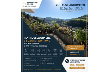 Penthousewohnung 3-5 Zimmer mit Traumaussicht - Bad Peterstal-Griesbach