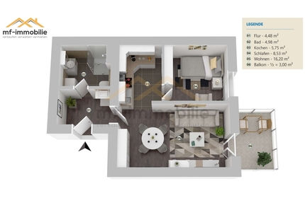 zwei Zimmer Wohnung mit Balkon in Mariental EBK kann übernommen werden