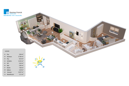 Schelfstadt am Pfaffenteich: 3-Zimmer-Wohnung mit Balkon, Fahrstuhl und Tiefgaragenstellplatz - Schwerin