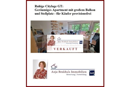 Ruhige Citylage GT: Geräumiges Apartment mit großem Balkon und Stellplatz - für Käufer provisionsfrei - Gütersloh