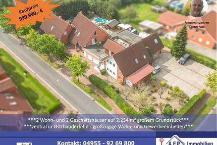 ***2 Wohn- und 2 Geschäftshäuser auf 2.234 m² großem Grundstück*** - Ostrhauderfehn